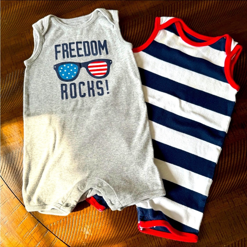 Carter’s Fourth Of July Romper Set. Sleeveless Rompers. Size 12 months.